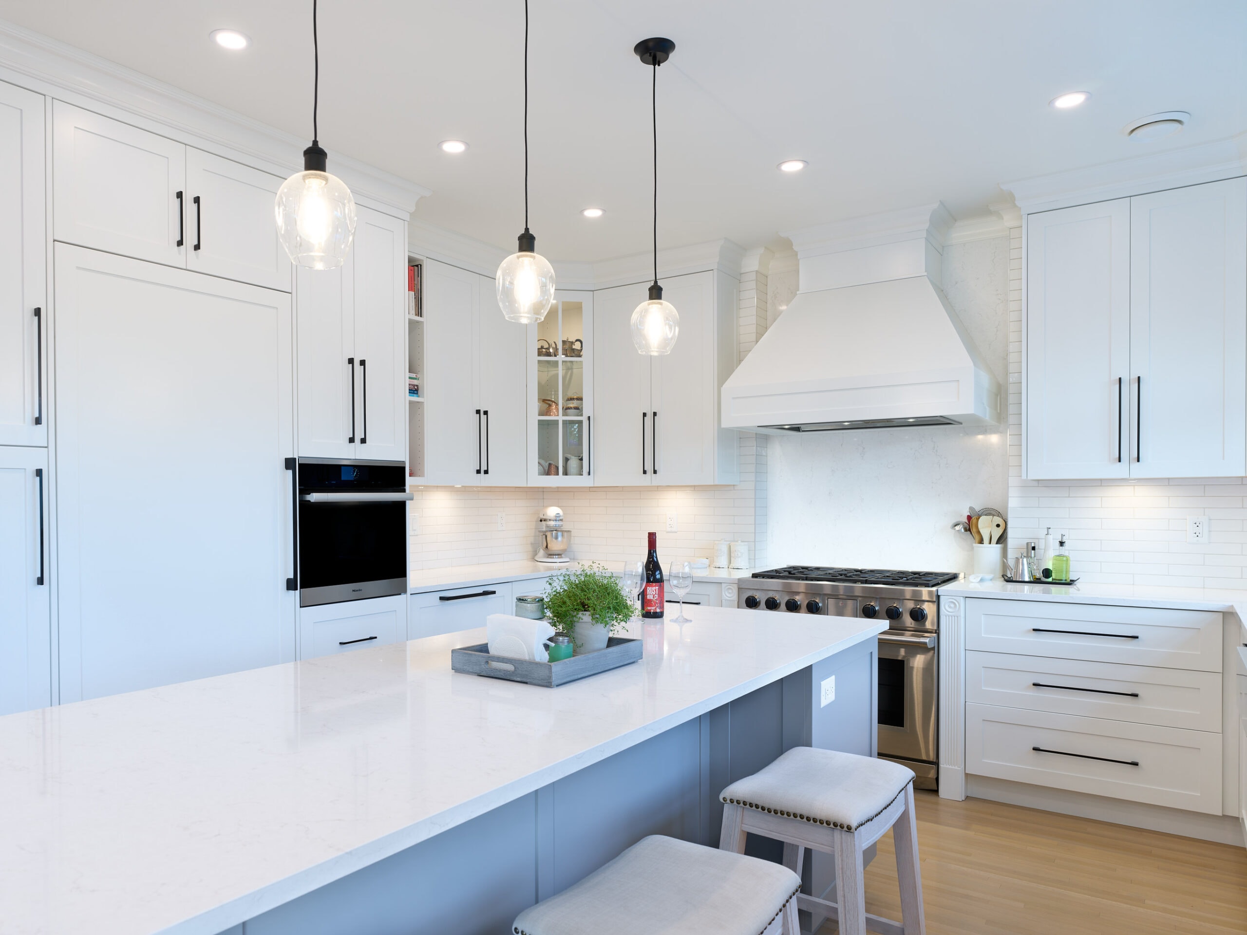 reVISION Dogwood Custom renovation Kitchen and Dining - white cabinets and large island