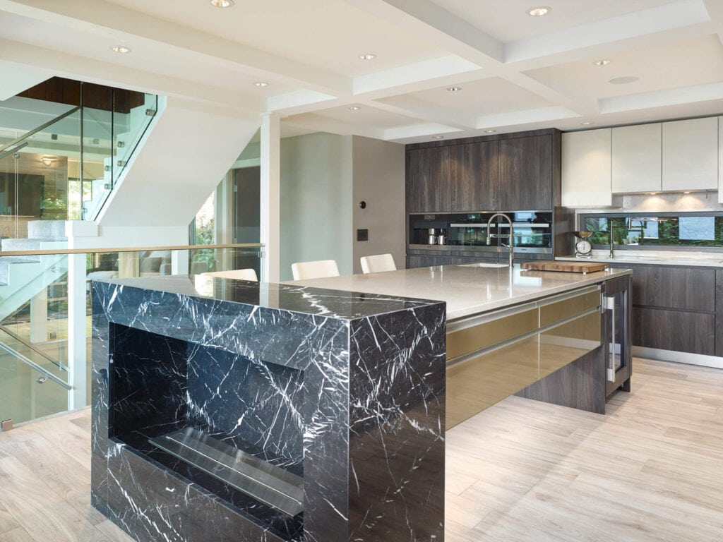 reVISION Light my Fire Custom renovation Kitchen and staircase- large island