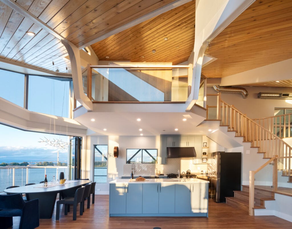 reVISION Delta Custom renovation Kitchen and Dining - blue cabinets and large island