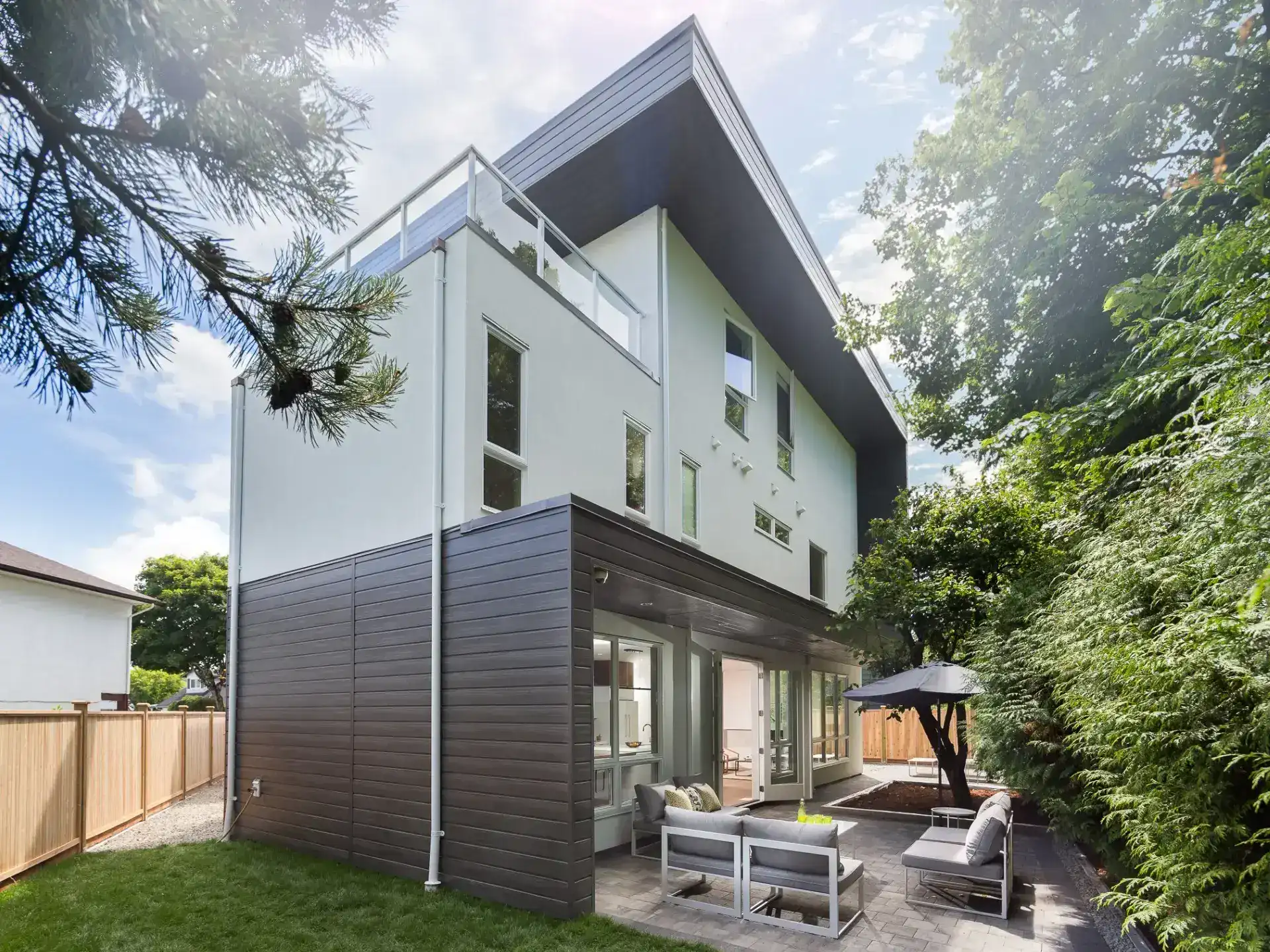 reVISION Modern Vancouver single family home design Ribbon House Richmond back yard